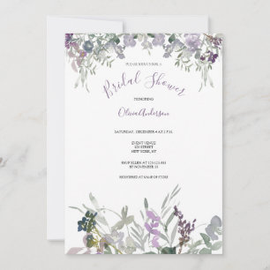 Invitation Fête de mariage avec des fleurs sauvages violettes