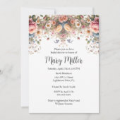 Invitation Fête de mariage avec des roses roses (Devant)