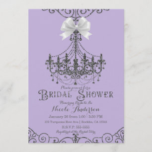 Invitation Fête de Mariage avec du Lavande Pourpre et un Nœud