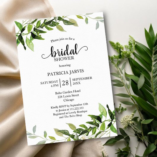 Invitation Fête de mariage avec feuillage d'eucalyptus verdoy