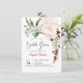 Invitation Fête de mariage avec fleurs aquarelles rose par Pi (Debout devant)