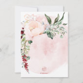 Invitation Fête de mariage avec fleurs aquarelles rose par Pi (Dos)