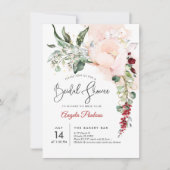 Invitation Fête de mariage avec fleurs aquarelles rose par Pi (Devant)