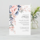 Invitation Fête de mariage avec fleurs roses aquarelle script (Debout devant)