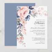 Invitation Fête de mariage avec fleurs roses aquarelle script (Devant / Derrière)