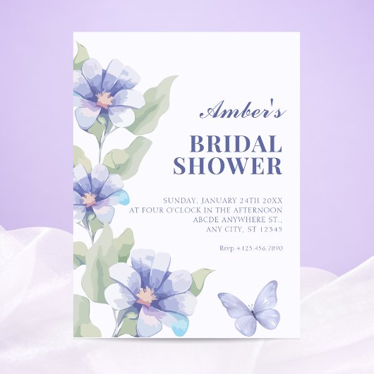 Invitation Fête de mariage avec floraison florale violette