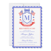 Fête de mariage avec monogramme Patriote Rouge Bla