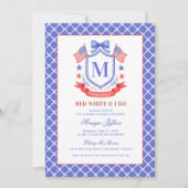 Invitation Fête de mariage avec monogramme Rouge Blanc & Je f (Devant)