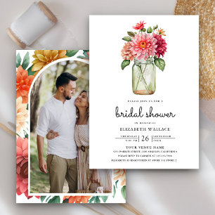Invitation Fête de mariage avec photo de pot Mason coloré de