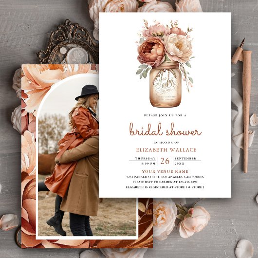 Invitation Fête de mariage avec pot en terre cuite fleuri