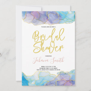 Invitation Fête de mariage avec poussière d'or et aquarelle v