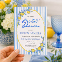 Fête de mariage avec rayures bleues et citron