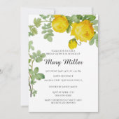 Invitation Fête de mariage avec rose jaune élégante (Devant)
