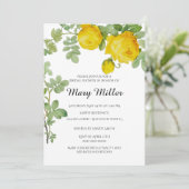 Invitation Fête de mariage avec rose jaune élégante (Debout devant)