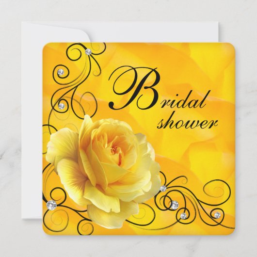 Invitation Fête de mariage avec rose noire et jaune (Devant)