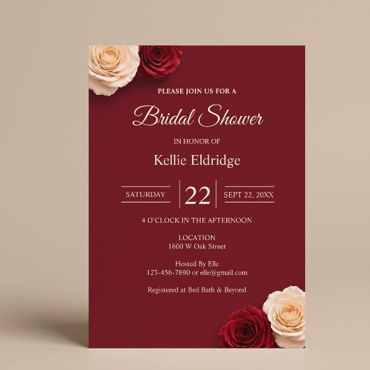 Invitation Fête de mariage avec rose rouge