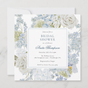 Invitation Fête de mariage avec ruban floral bleu
