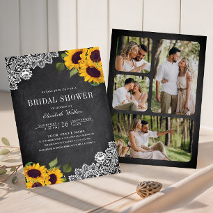 Invitation Fête de mariage avec tournesol et dentelle sur tab