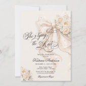 Invitation Fête de mariage avec un nœud blanc (Devant)