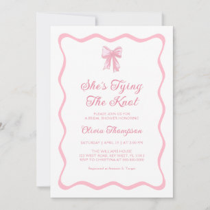 Invitation Fête de mariage avec un nœud rose