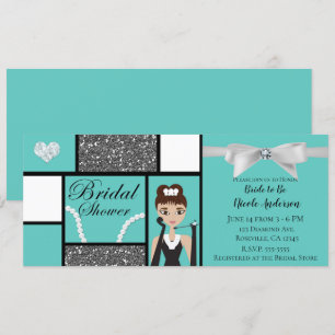 Invitation Fête de mariage avec un nœud sarcelle turquoise et