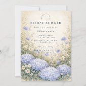 Invitation Fête de mariage avec une élégante Hydrangea bleue (Devant)
