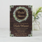 Invitation Fête de mariage avec verdure d'eucalyptus à l'aqua (Debout devant)