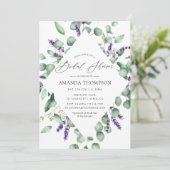 Invitation Fête de mariage avec verdure d'eucalyptus lavande (Debout devant)