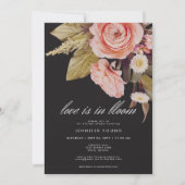 Invitation Fête de mariage Black Moody Pink Love Is In Bloom (Devant)