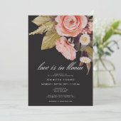 Invitation Fête de mariage Black Moody Pink Love Is In Bloom (Debout devant)