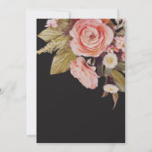 Invitation Fête de mariage Black Moody Pink Love Is In Bloom (Dos)