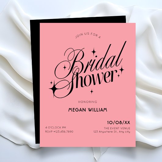Invitation Fête de mariage Black Pink