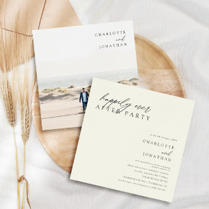 Invitation Fête de Mariage Blanc Après Heureux Elopement Ivor