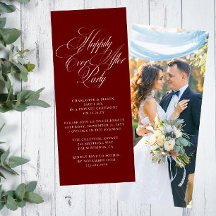 Invitation Fête de Mariage Blanc Bourgogne Script Mariés Touj