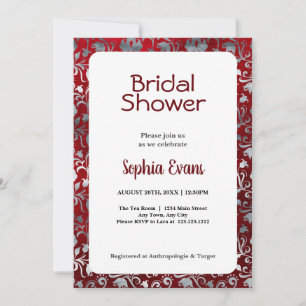 Invitation Fête de mariage blanc floral noir et argent