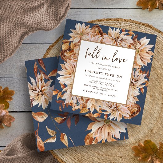 Invitation Fête de mariage bleu marine