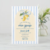 Invitation Fête de mariage Blue Bow Lemon Main Squeeze (Debout devant)