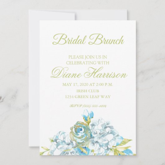 Invitation Fête de mariage Blue Flowers (Devant)