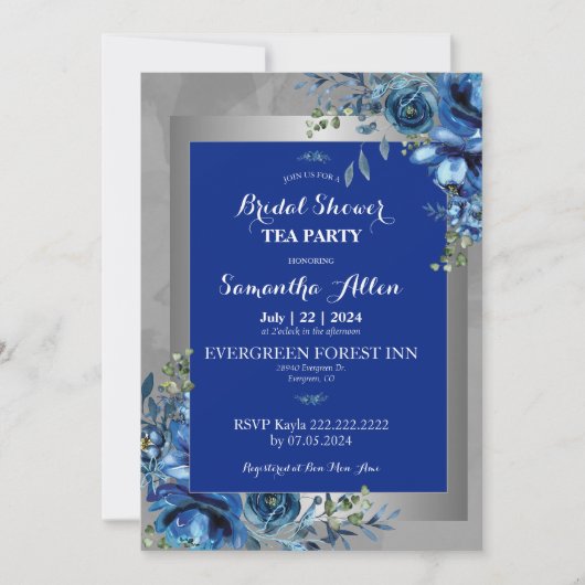 Invitation Fête de mariage Blue Petals of Love (Devant)