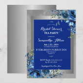 Invitation Fête de mariage Blue Petals of Love (Devant / Derrière)
