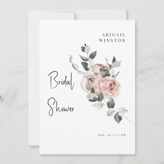 Invitation Fête de mariage Blush Floral & Eucalyptus (Devant)