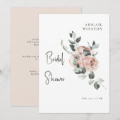 Invitation Fête de mariage Blush Floral & Eucalyptus (Devant / Derrière)