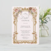 Invitation Fête de mariage Blush Peony Or (Debout devant)