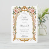 Invitation Fête de mariage Blush Peony Or (Debout devant)