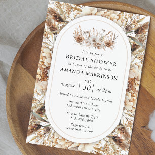 Invitation Fête de mariage bohème avec herbe de la Pampa neut