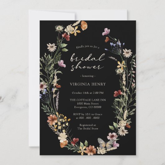 Invitation Fête de mariage bohème d'automne (Devant)