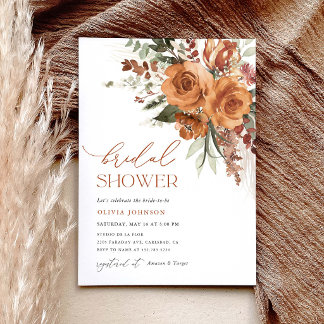 Invitation Fête de mariage bohème en terre cuite avec roses f