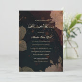 Invitation Fête de mariage bohème gothique floral rouge foncé (Debout devant)