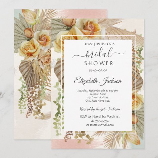 Invitation Fête de mariage Boho Flowers  (Devant / Derrière)