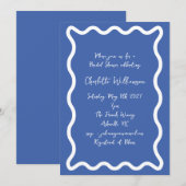 Invitation Fête de mariage Bordure Gribouillée Bleue Écriture (Devant / Derrière)